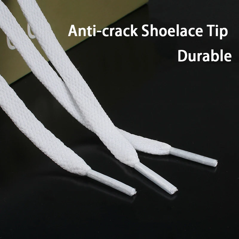 White Black Classic Shoe Laces Solid Color 8mm Wide Flat Shoelace Sneakers Quality Laces 2Pcs/6Pcs/10Pcs