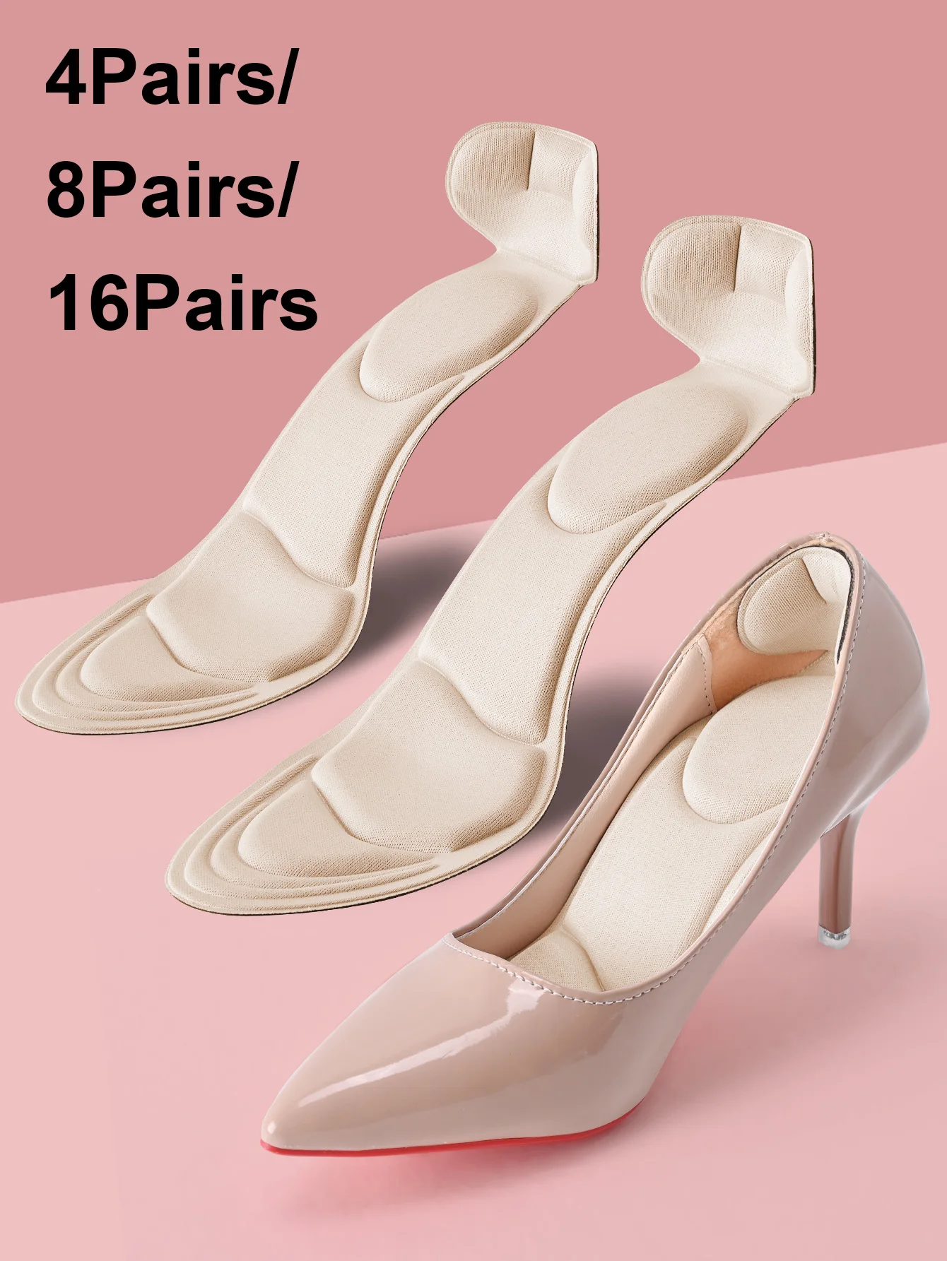 Memory Foam Insoles Women High-heel Shoes Insoles Anti-slip Insole Comfort Breathable Heel Protection