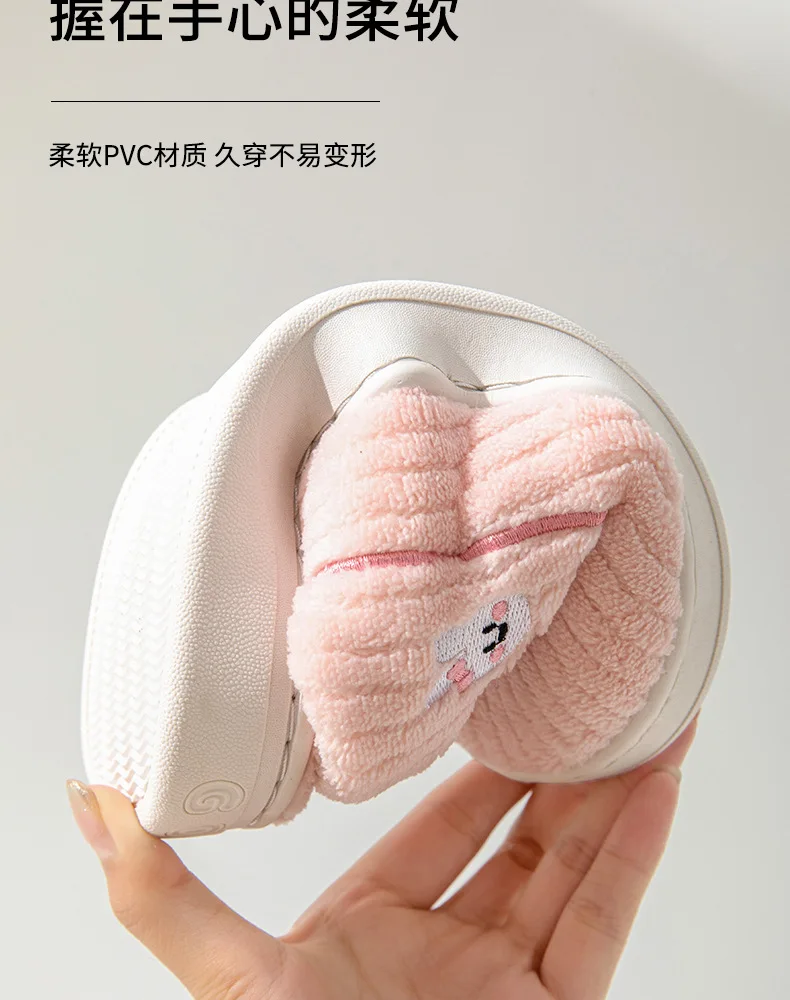 Cotton Slippers Female Couple Home Hair Slippers Non-Slip and Wear-Resistant Cartoon Indoor Warm Slippers Male Winter Home Use
