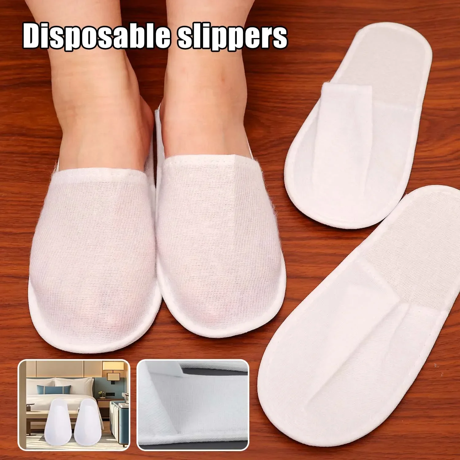2-30pairs Unisex White Disposable Slippers for Guest Non Slip Hotel Slippers Spa Slippers Bulk Indoor Slipper for Women Men