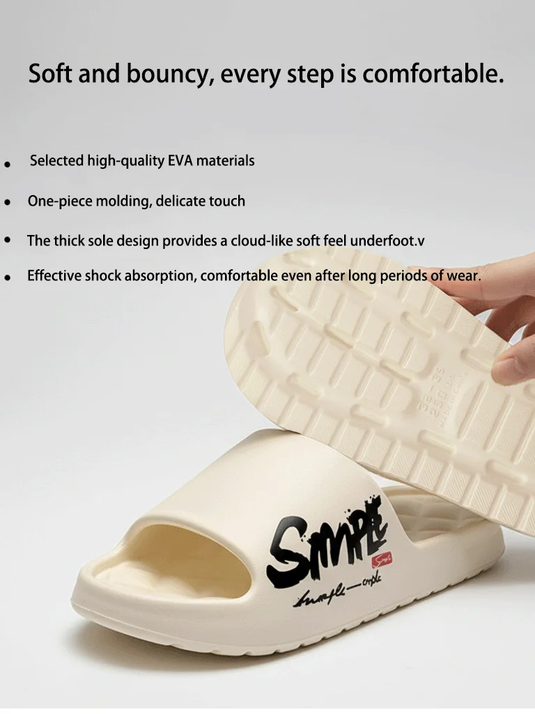 Four-Season Men's Fashion Slippers, Waterproof, Non-Slip, Casual, Soft, Breathable Bathroom Slippers, Suitable for Bathroom, Swimming, Indoor Use