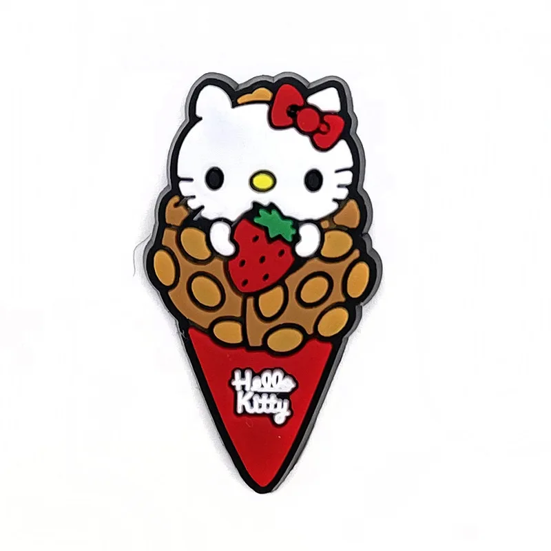 24Pcs/Lot Hello Kitty PVC Shoe Charms Pink Bow Strawberry Cupcake Detachable Clog Shoe DIY Decor Accessories Gift