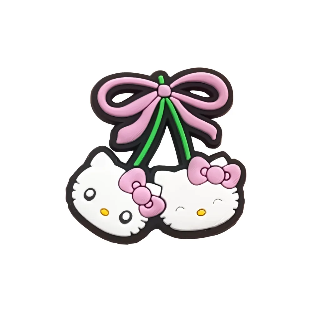 24Pcs/Lot Hello Kitty PVC Shoe Charms Pink Bow Strawberry Cupcake Detachable Clog Shoe DIY Decor Accessories Gift