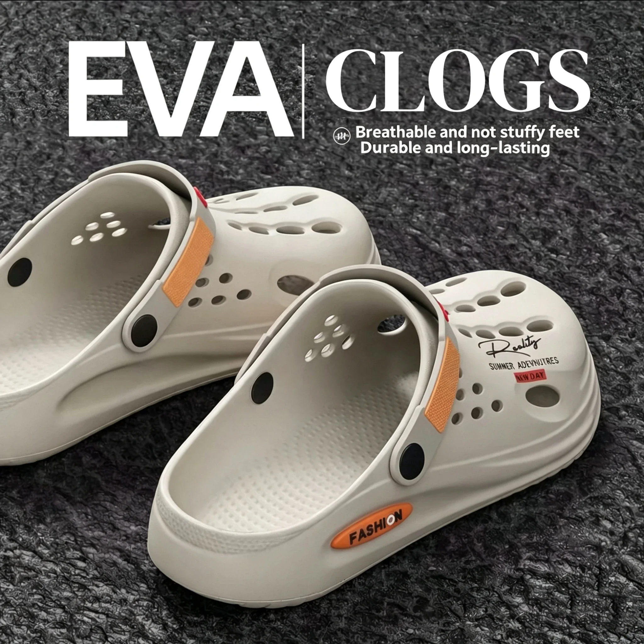Men's Slippers EVA Hole Mens Mules Non-Slip Slippers Thick Soft Platform Slide Fashion Comfortable Men's Sandals Summer Shoes