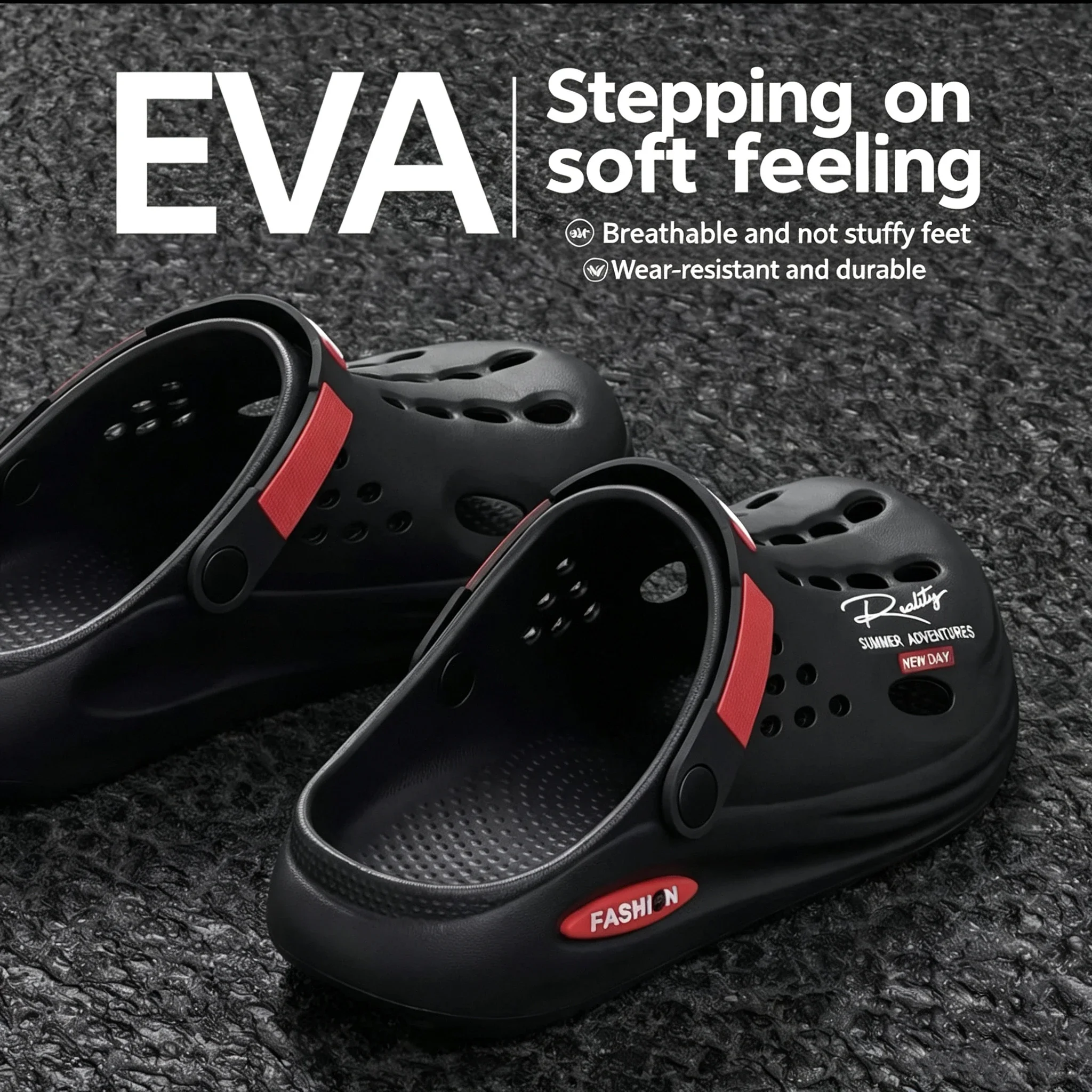Men's Slippers EVA Hole Mens Mules Non-Slip Slippers Thick Soft Platform Slide Fashion Comfortable Men's Sandals Summer Shoes