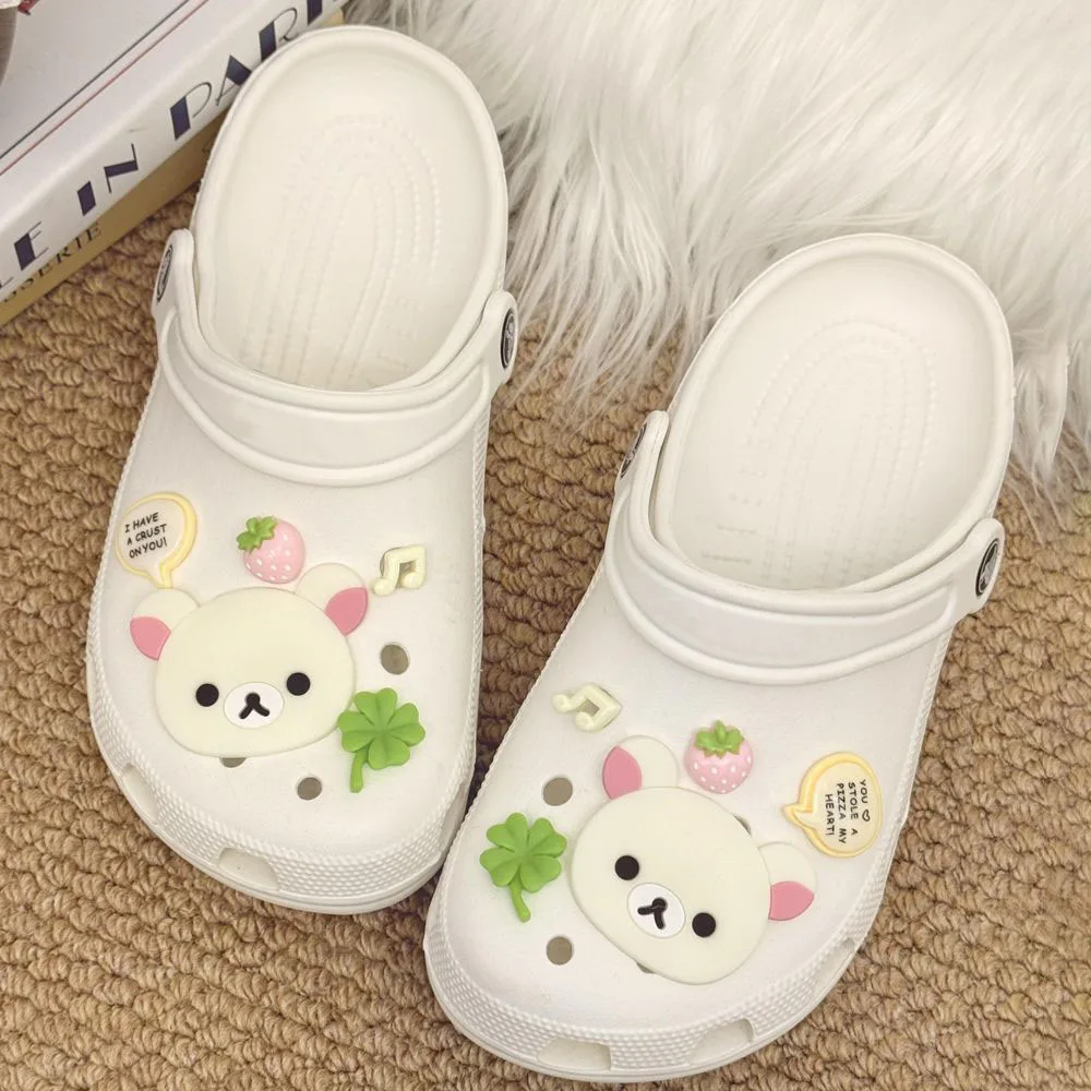 Cute Cartoon Bear Star Series Shoe Charms Accessories Perfect for Slide Sandals Garden Shoe Decoration Buckles Pins Summer Gifts