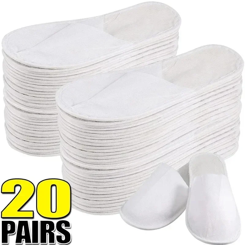 40pairs 2026 White Hotel Slipper Unisex Disposable Slippers for Home Guests Non-Slip Bathroom Spa Slippers Shoes for Men Women