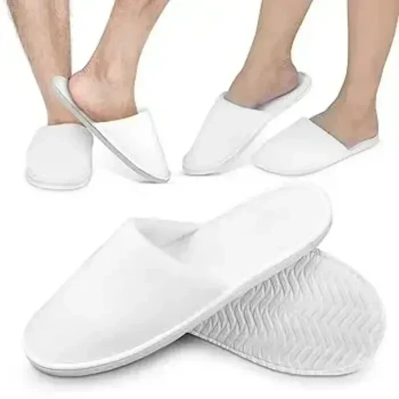 40pairs 2026 White Hotel Slipper Unisex Disposable Slippers for Home Guests Non-Slip Bathroom Spa Slippers Shoes for Men Women