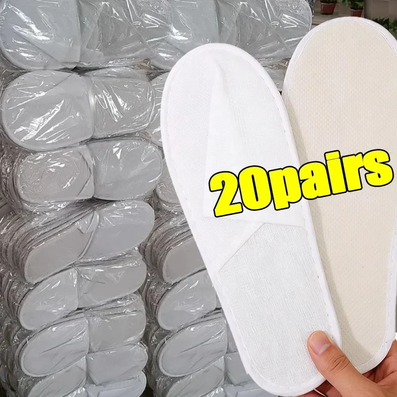 40pairs 2026 White Hotel Slipper Unisex Disposable Slippers for Home Guests Non-Slip Bathroom Spa Slippers Shoes for Men Women
