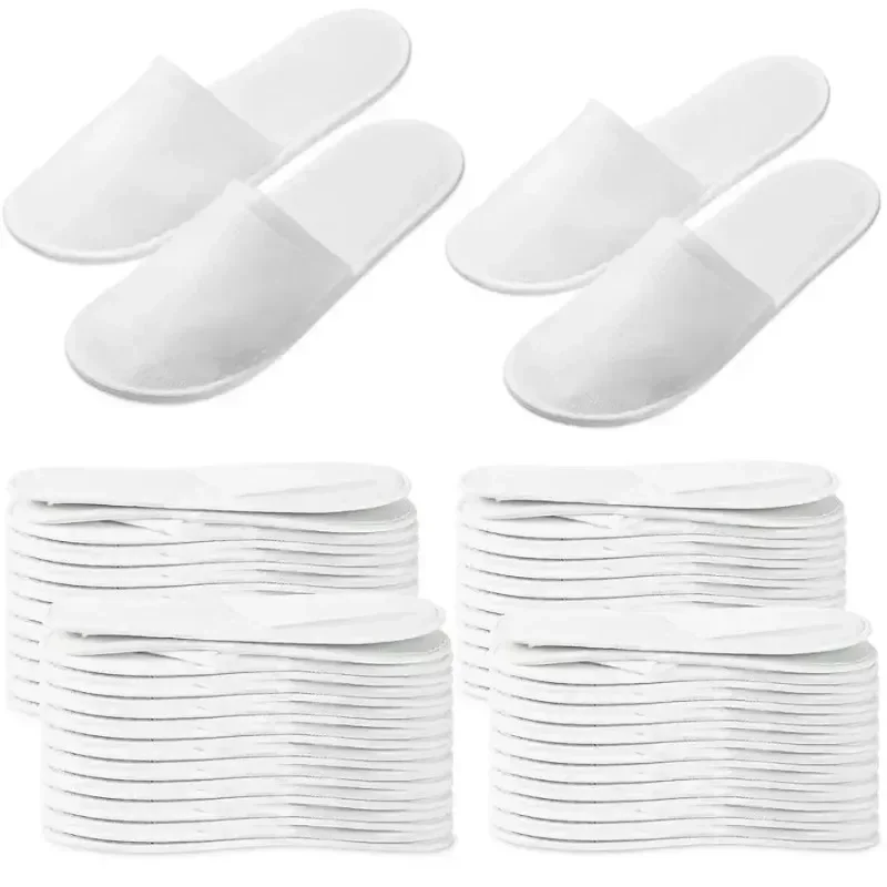 40pairs 2026 White Hotel Slipper Unisex Disposable Slippers for Home Guests Non-Slip Bathroom Spa Slippers Shoes for Men Women