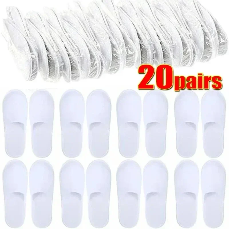 40pairs 2026 White Hotel Slipper Unisex Disposable Slippers for Home Guests Non-Slip Bathroom Spa Slippers Shoes for Men Women