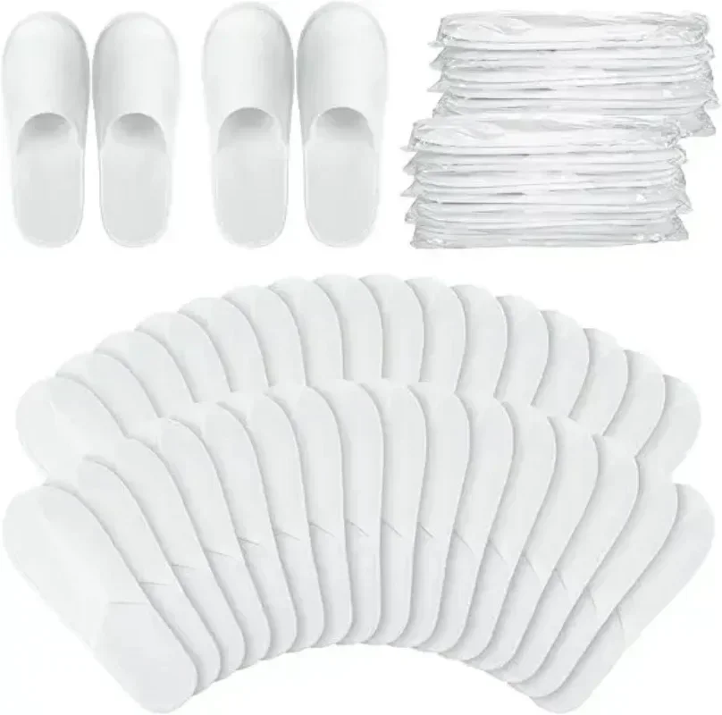 40pairs 2026 White Hotel Slipper Unisex Disposable Slippers for Home Guests Non-Slip Bathroom Spa Slippers Shoes for Men Women