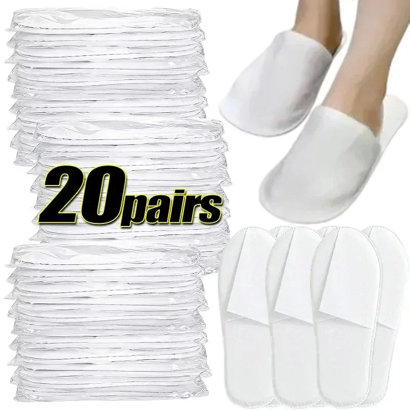40pairs 2026 White Hotel Slipper Unisex Disposable Slippers for Home Guests Non-Slip Bathroom Spa Slippers Shoes for Men Women