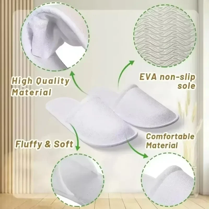 40pairs 2026 White Hotel Slipper Unisex Disposable Slippers for Home Guests Non-Slip Bathroom Spa Slippers Shoes for Men Women