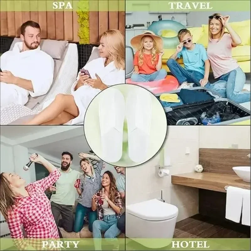 40pairs 2026 White Hotel Slipper Unisex Disposable Slippers for Home Guests Non-Slip Bathroom Spa Slippers Shoes for Men Women