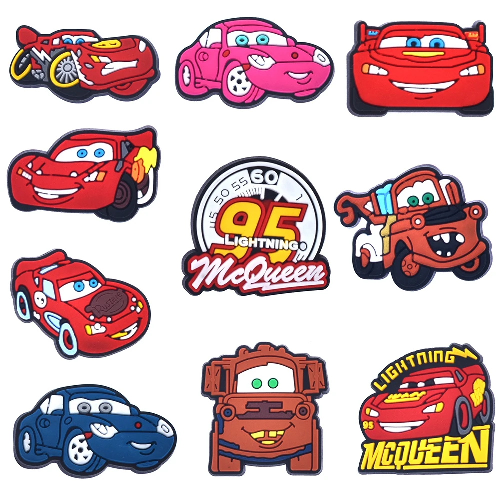 10-44Pcs Cartoon Car Shoe Charms For Slides Clog Sandals Shoes Decorations Accessories Buckle For Christmas Birthday Gifts