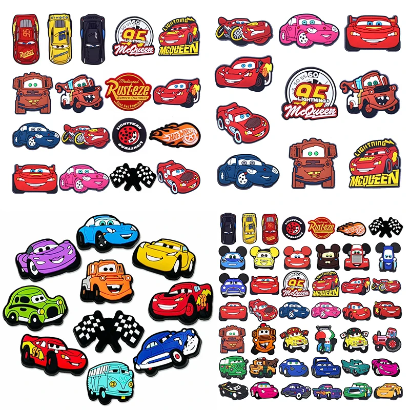 10-44Pcs Cartoon Car Shoe Charms For Slides Clog Sandals Shoes Decorations Accessories Buckle For Christmas Birthday Gifts