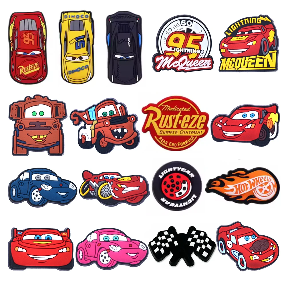 10-44Pcs Cartoon Car Shoe Charms For Slides Clog Sandals Shoes Decorations Accessories Buckle For Christmas Birthday Gifts