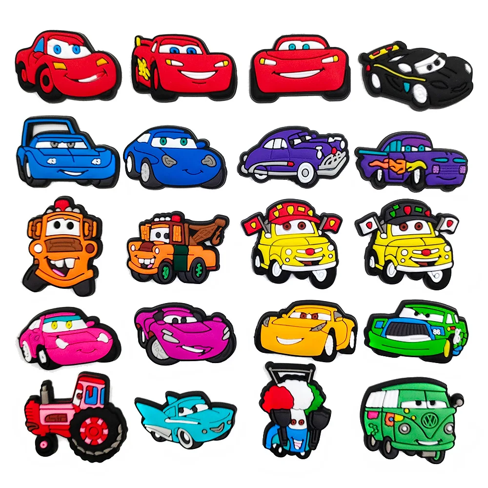 10-44Pcs Cartoon Car Shoe Charms For Slides Clog Sandals Shoes Decorations Accessories Buckle For Christmas Birthday Gifts
