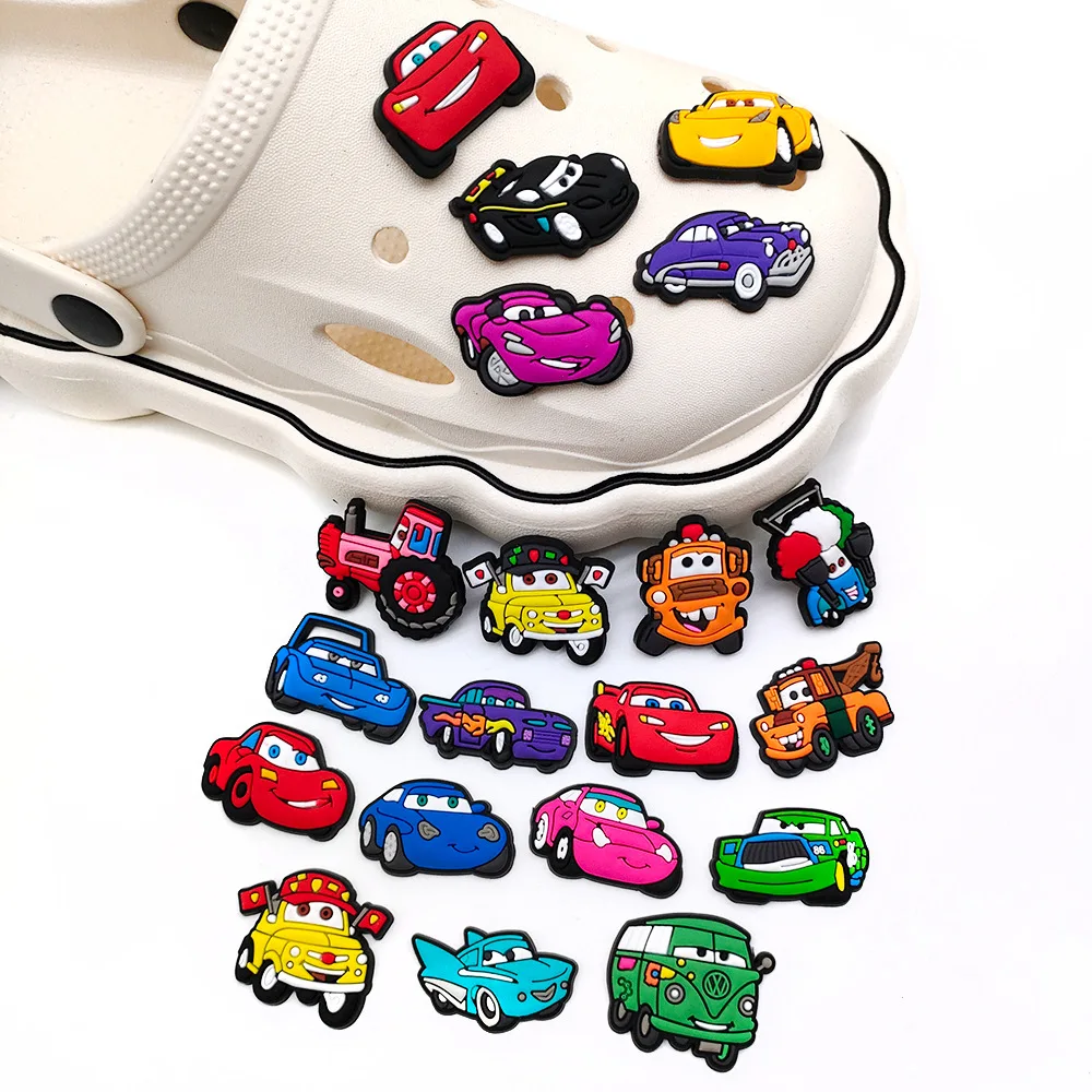 10-44Pcs Cartoon Car Shoe Charms For Slides Clog Sandals Shoes Decorations Accessories Buckle For Christmas Birthday Gifts