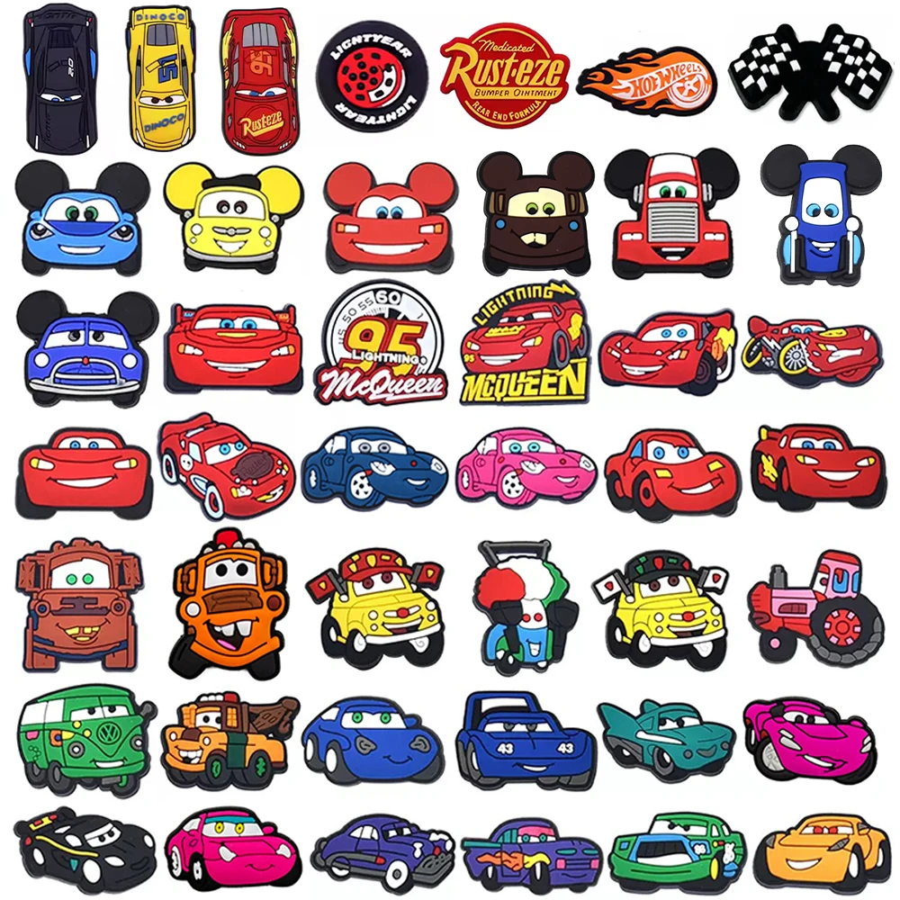 10-44Pcs Cartoon Car Shoe Charms For Slides Clog Sandals Shoes Decorations Accessories Buckle For Christmas Birthday Gifts