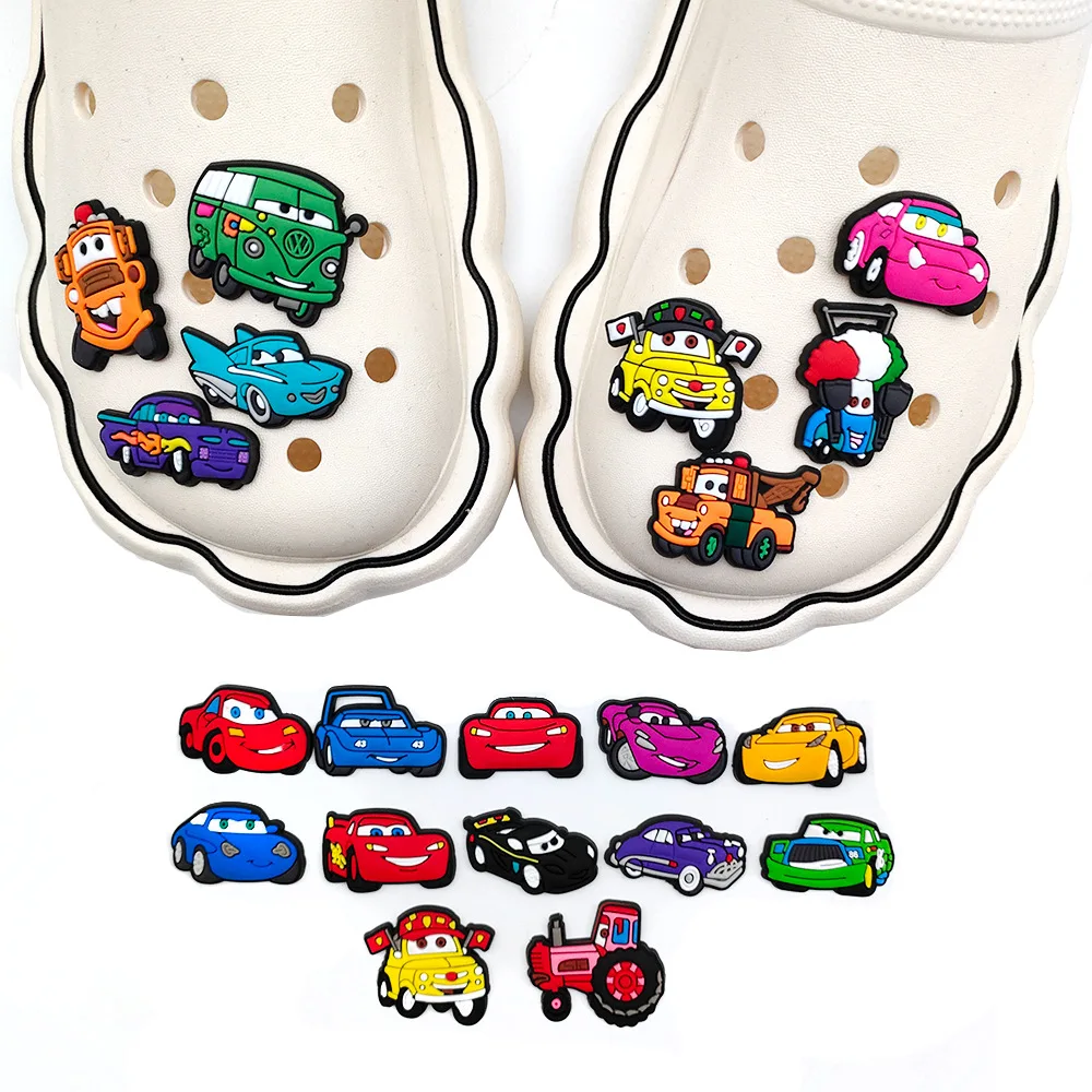 10-44Pcs Cartoon Car Shoe Charms For Slides Clog Sandals Shoes Decorations Accessories Buckle For Christmas Birthday Gifts