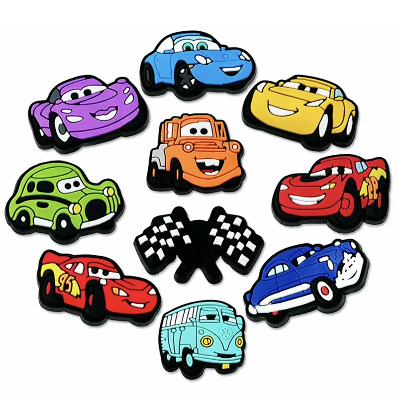 10-44Pcs Cartoon Car Shoe Charms For Slides Clog Sandals Shoes Decorations Accessories Buckle For Christmas Birthday Gifts