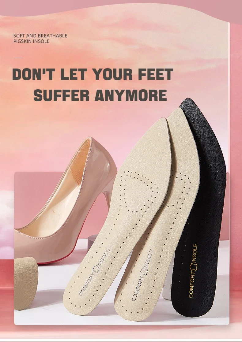 Leather Women Shoes Insoles Soft Non-slip Shoe Pads Comfort Arch Support Insole for Feet Plantar Fasciitis Relief Shoe Inserts