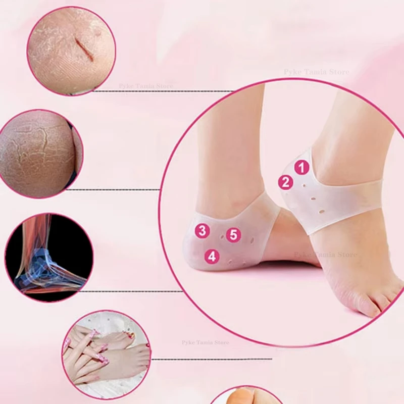 Silicone Heel Protector Men Women Relief Plantar Fasciitis Inserts Heel Pads Moisturizing Relief for Blister Cracked Foot Care