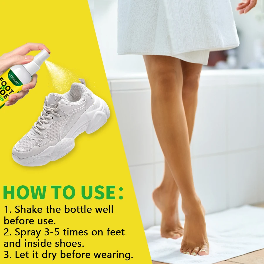 100ml Foot Shoes Deodorizer Spray Lemon Perfume Feet Shock Odor Nemesis Deodorant Removal Antibacterial Refresh Stink Freshener