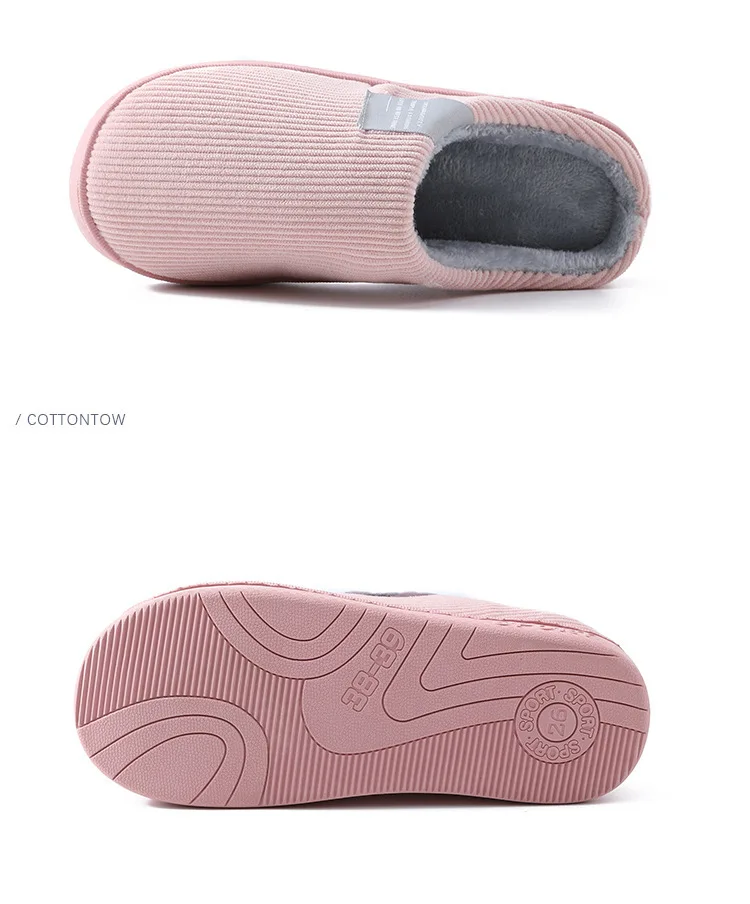 Cotton Slippers Women's Home Autumn and Winter Home Indoor Warm Couple Plush Home Non-Slip Thick-Soled Confinement Shoes Winter