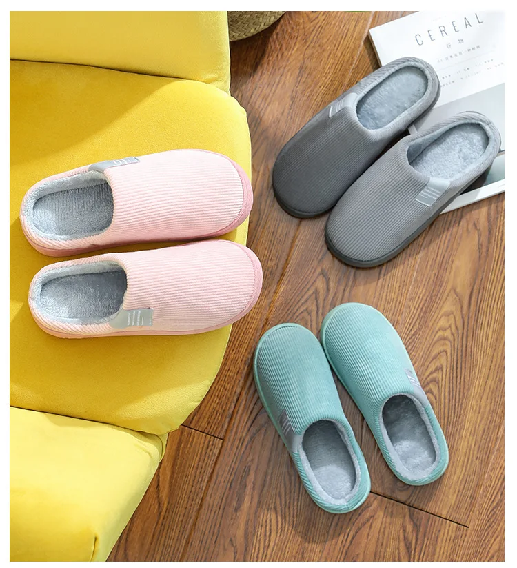 Cotton Slippers Women's Home Autumn and Winter Home Indoor Warm Couple Plush Home Non-Slip Thick-Soled Confinement Shoes Winter