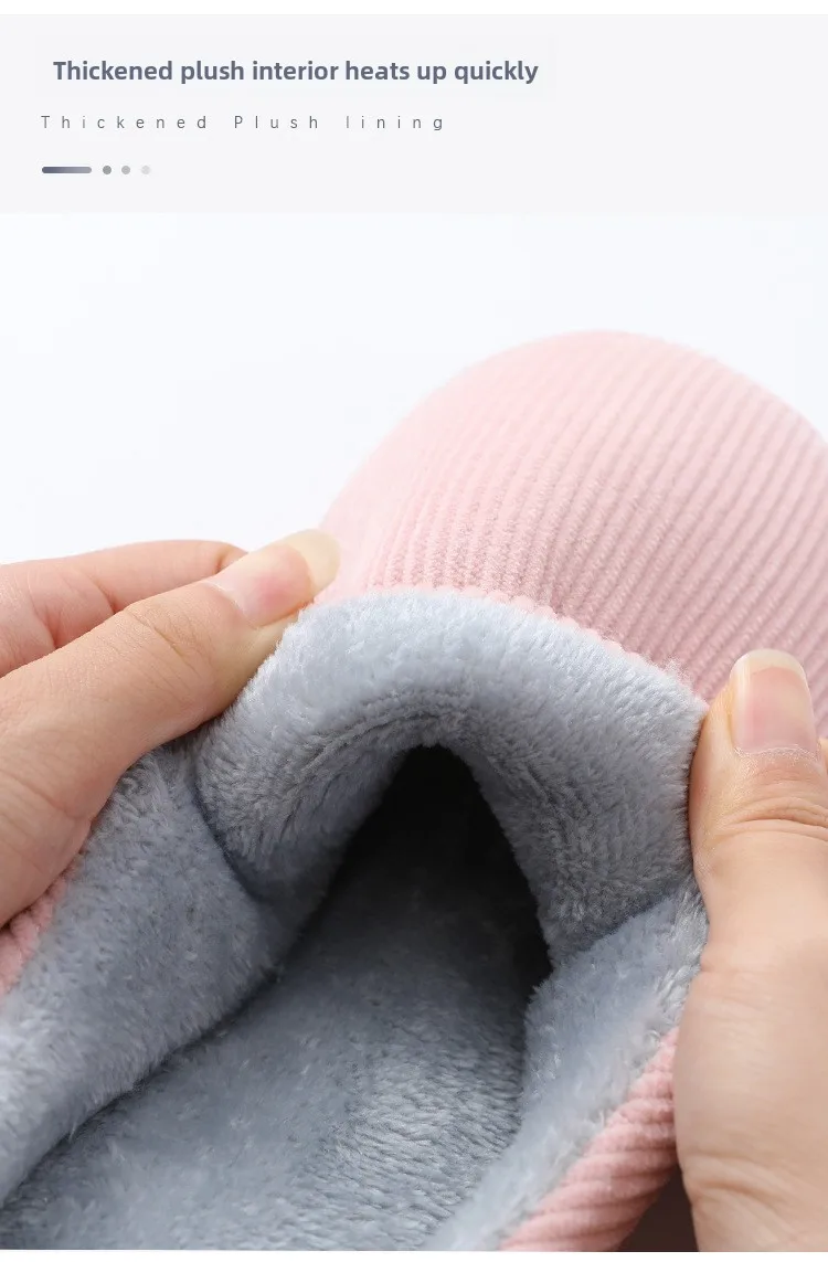 Cotton Slippers Women's Home Autumn and Winter Home Indoor Warm Couple Plush Home Non-Slip Thick-Soled Confinement Shoes Winter