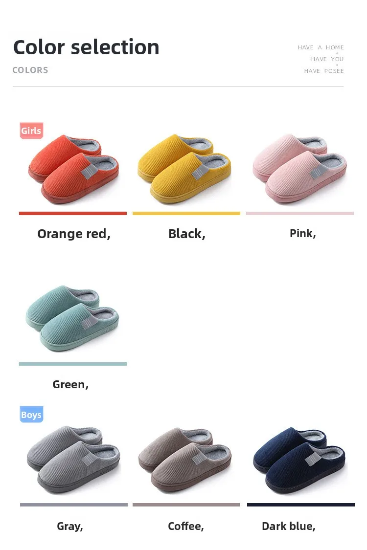 Cotton Slippers Women's Home Autumn and Winter Home Indoor Warm Couple Plush Home Non-Slip Thick-Soled Confinement Shoes Winter