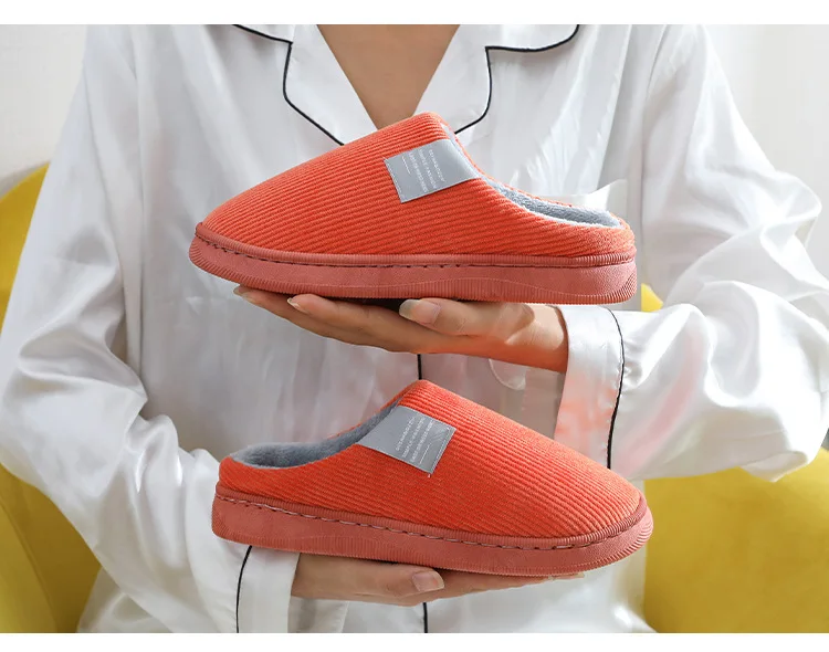 Cotton Slippers Women's Home Autumn and Winter Home Indoor Warm Couple Plush Home Non-Slip Thick-Soled Confinement Shoes Winter