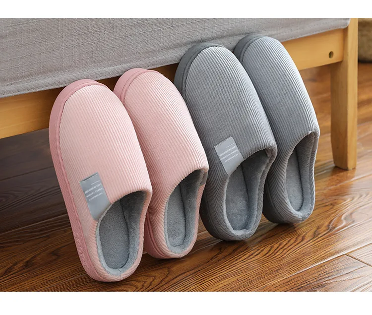 Cotton Slippers Women's Home Autumn and Winter Home Indoor Warm Couple Plush Home Non-Slip Thick-Soled Confinement Shoes Winter