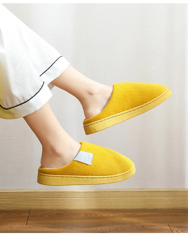 Cotton Slippers Women's Home Autumn and Winter Home Indoor Warm Couple Plush Home Non-Slip Thick-Soled Confinement Shoes Winter