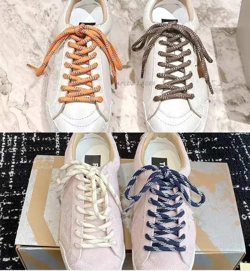 1 Pair Dot Thread Twill Round Rope Shoelaces Sneaker Sport DE Training Shoes White Leather Leisure Casual DIY Shoes Lace