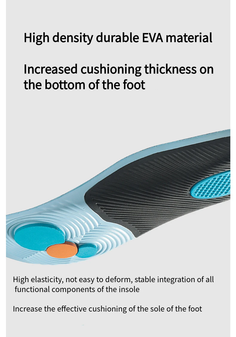 Men and Women Arch Support Orthopedic Insoles Plantar Fasciitis Insoles Sports Shoes Elastic Shock-Absorbing Insoles 1 Pair
