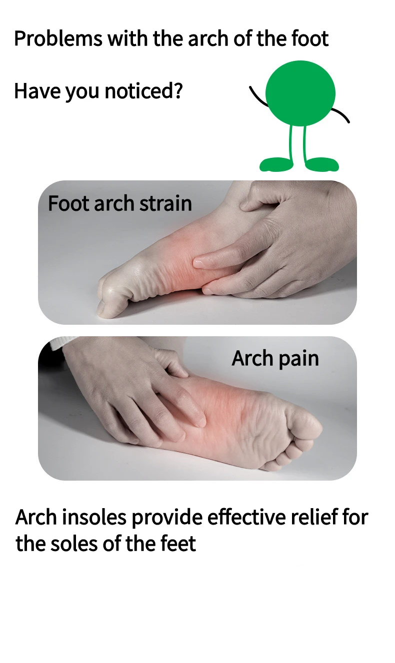 Men and Women Arch Support Orthopedic Insoles Plantar Fasciitis Insoles Sports Shoes Elastic Shock-Absorbing Insoles 1 Pair