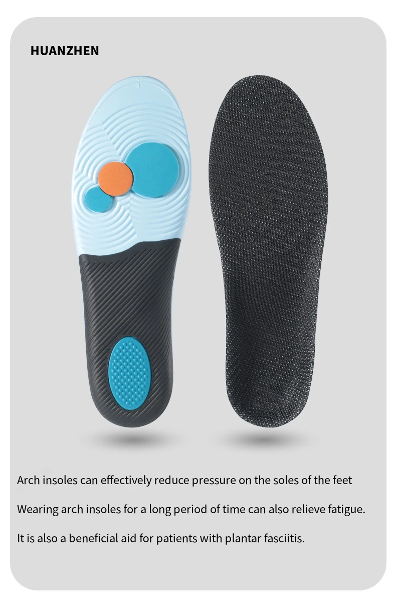 Men and Women Arch Support Orthopedic Insoles Plantar Fasciitis Insoles Sports Shoes Elastic Shock-Absorbing Insoles 1 Pair