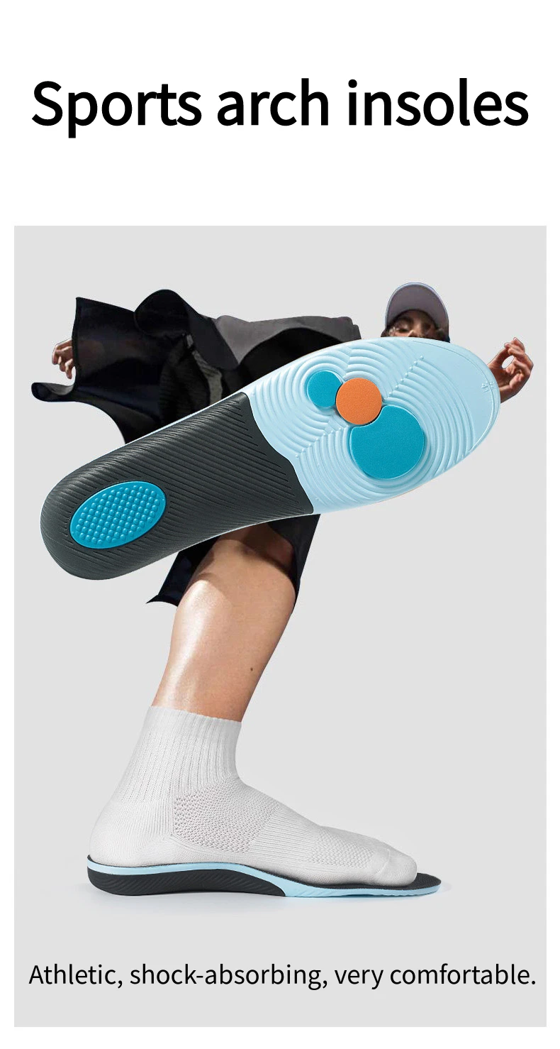 Men and Women Arch Support Orthopedic Insoles Plantar Fasciitis Insoles Sports Shoes Elastic Shock-Absorbing Insoles 1 Pair