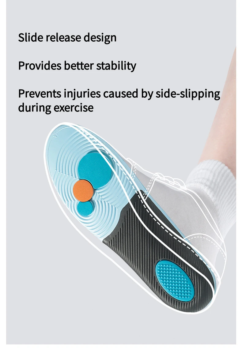 Men and Women Arch Support Orthopedic Insoles Plantar Fasciitis Insoles Sports Shoes Elastic Shock-Absorbing Insoles 1 Pair