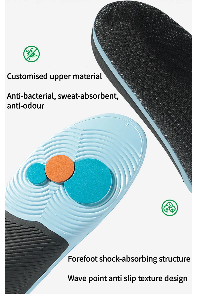 Men and Women Arch Support Orthopedic Insoles Plantar Fasciitis Insoles Sports Shoes Elastic Shock-Absorbing Insoles 1 Pair