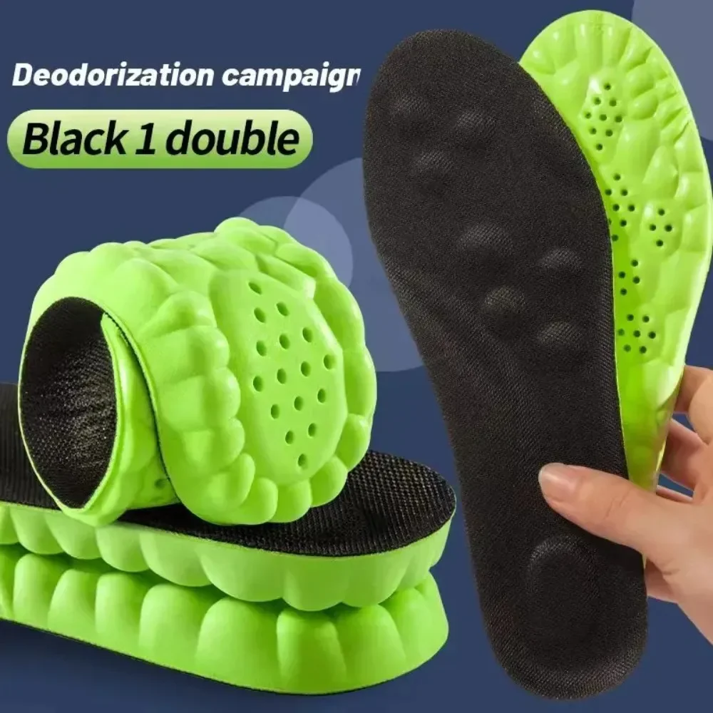 4D Sports Insoles Shoes PU Sole Soft Breathable Shock Absorption Cushion Heavy Duty Support Pain Relief Running Orthopedic Care