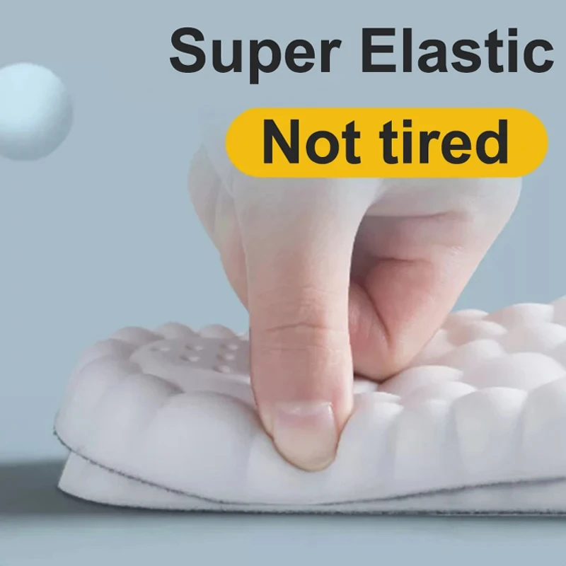 4D Sports Insoles Shoes PU Sole Soft Breathable Shock Absorption Cushion Heavy Duty Support Pain Relief Running Orthopedic Care