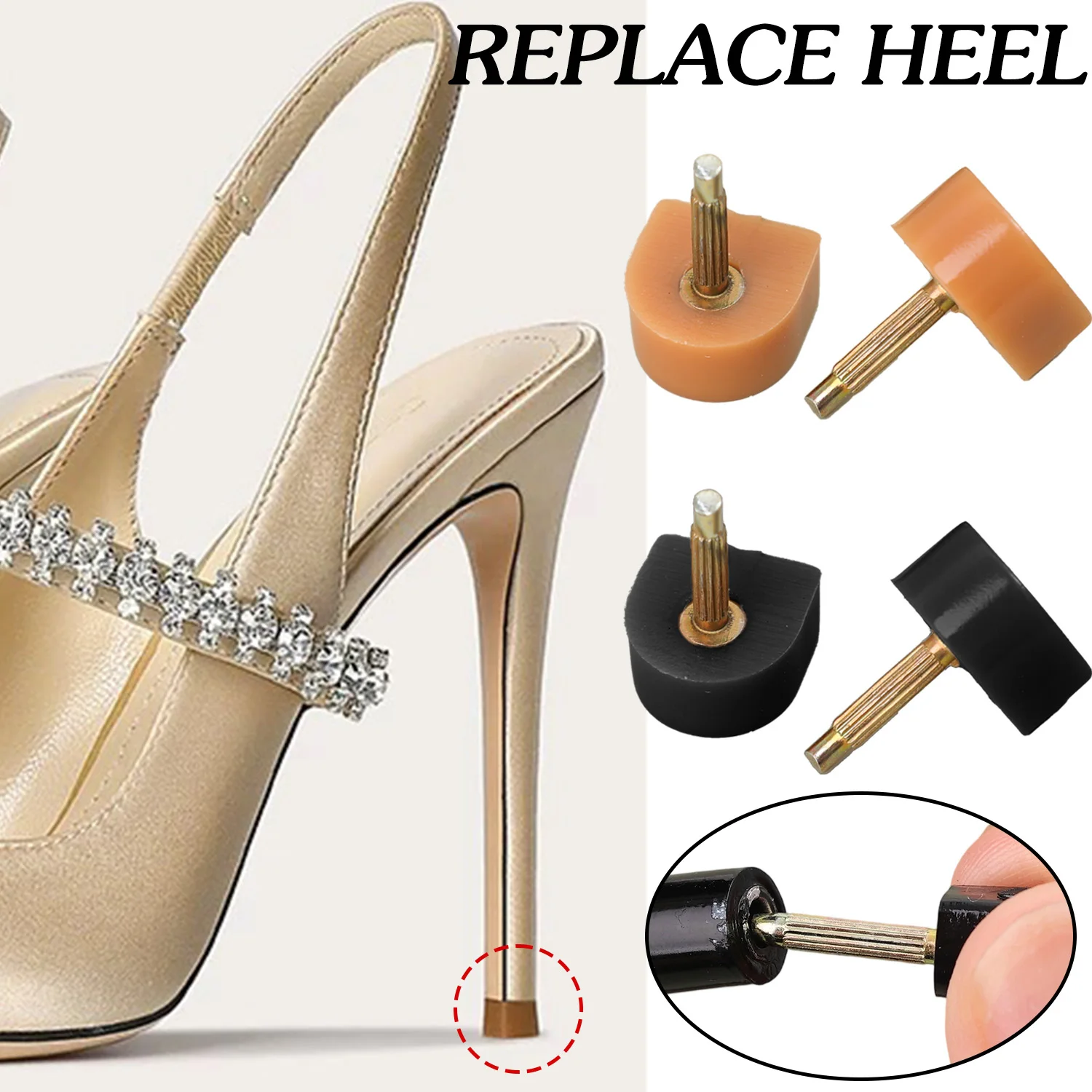 10pcs Heel Repair Tips Pins Shoes Tips Taps Dowel Lifts Replacement Shoe Repair Heel Stoppers Protectors Shoe Accessories