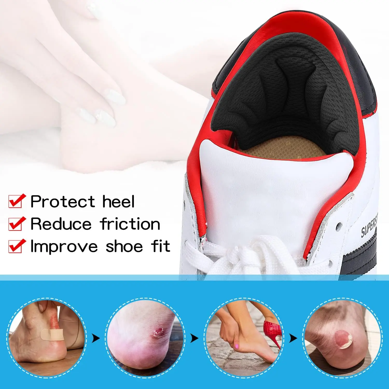 1/3/5Pairs Insoles For Shoes Patch Heel Pads Sport Winter Shoes Pads Back Sticker Adjustable Patches for Sneakers Cushion Insert