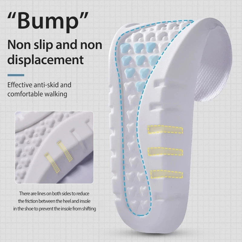 1 Pair New White Invisible Height Increase Insoles EVA Soft Light Shoes Sole Pad for Men Women