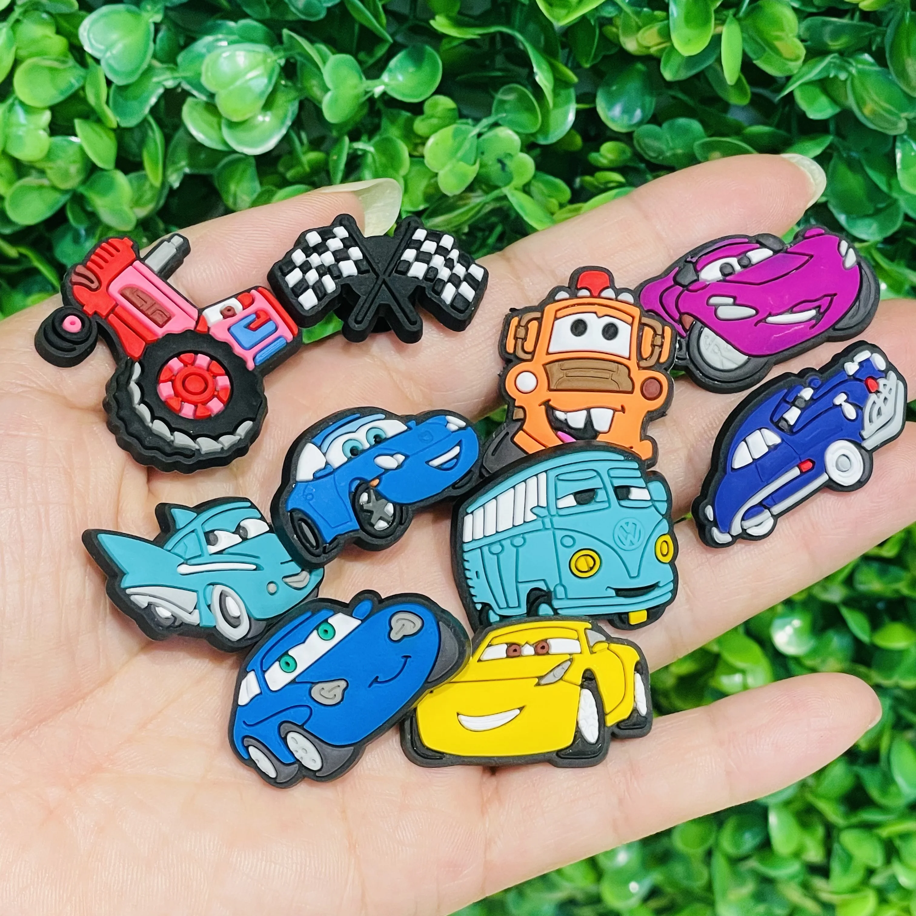 36PCS Cartoon Cars PVC Garden Shoe Charms For Clogs Pins Sandals Shoes Accessories Hole Slipper Decoration Kid Party Gift